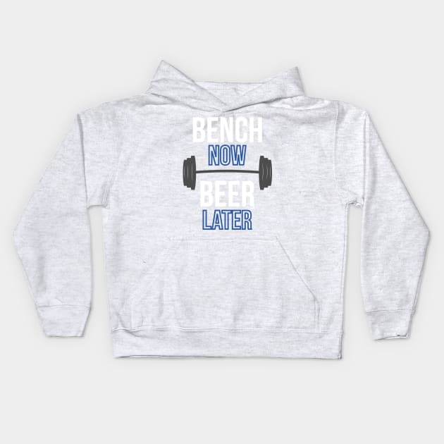 Bench Now Beer Later Lifting Kids Hoodie by dgray95